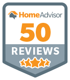 Home advisor 50 reviews badge.